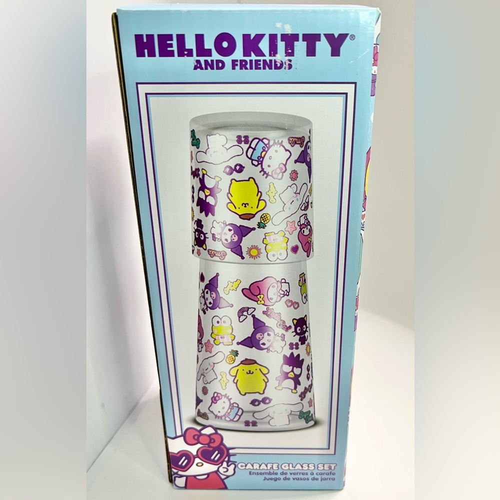 Hello Kitty & Friends Sanrio Carafe Water Pitcher Glass Set
